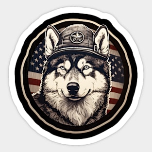 Patriotic Alaskan Malamute Sticker